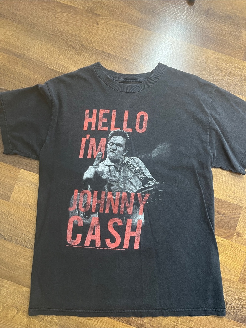 Johnny Cash Graphic Tee Shirt Faded Black with Red Print Vintage Size Medium